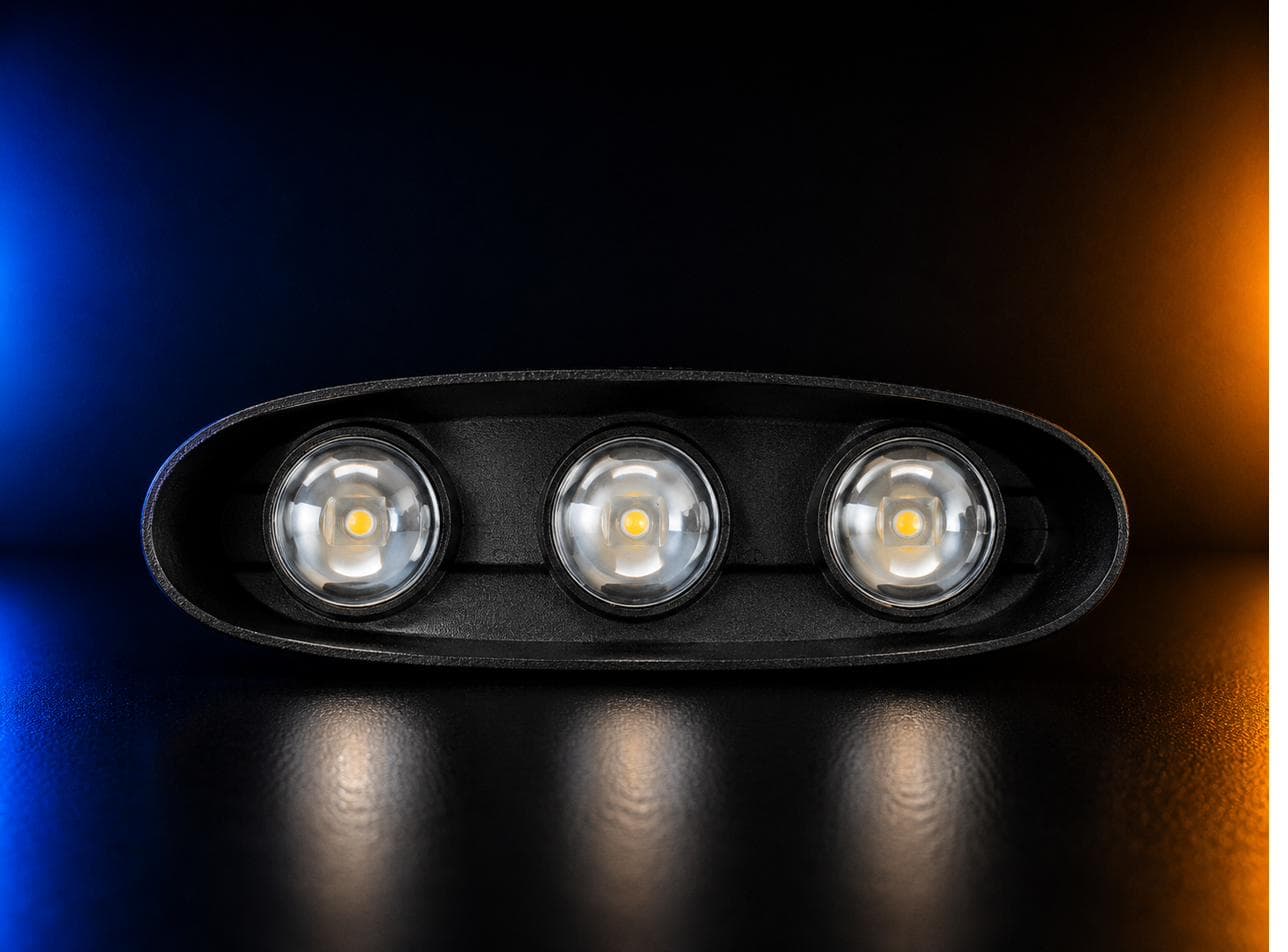 Outdoor Elevation Light 3+3 — black oval housing