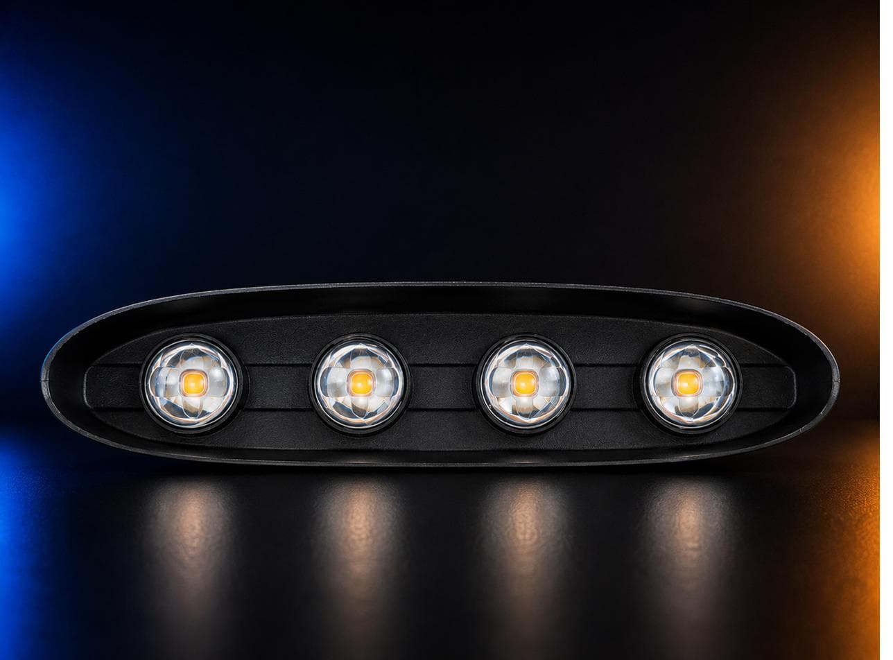 Outdoor Elevation Light 4+4 — black oval housing